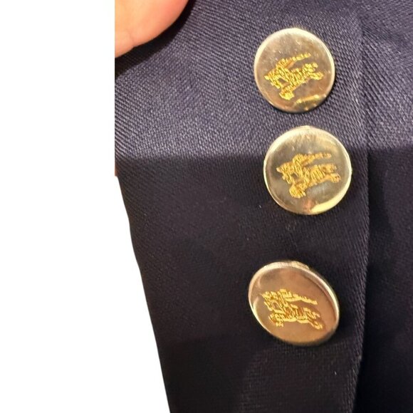 BURBERRY vintage double breasted blazer gold buttons size 44 long jacket suit - Picture 13 of 15